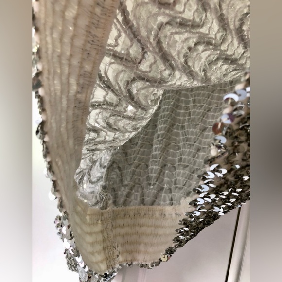 Neiman Marcus VTG 60’s Metallic Silver sequin Sheer dolman blouson Size S-M - Picture 14 of 17